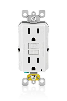 Leviton 15 Amp Duplex Electrical Receptacle 125 Volt 5-15R 1 HP Rated Back and Side Wired Heavy-Duty Polycarbonate White