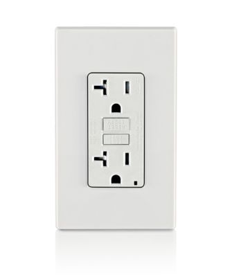 Image showing 1 th Leviton 20 Amp Tamper-Resistant Wall Outlet 125 Volt 5-20R 1 HP Rated Back and Side Wired Durable Polycarbonate White