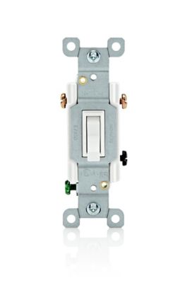 Leviton Toggle Switch 120 VAC 15 A 0.5 hp 3 Pole Toggle Actuator Wall Mount Thermoplastic Body 14-12 AWG Wire White