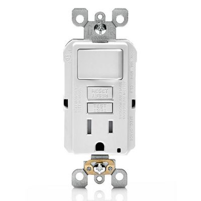 Leviton Switch and Tamper Self Test GFCI with Screwless Wallplate White