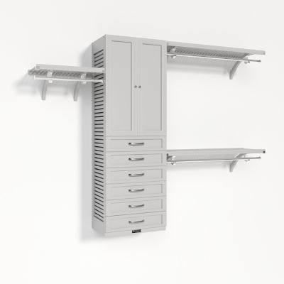 John Louis Home Solid Wood Walk-In Closet Organizer with 6 Shaker Drawers and Solid Wood Doors