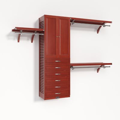 John Louis Home Solid Wood Walk-In Closet Organizer with 6-Drawers and Solid Wood Doors
