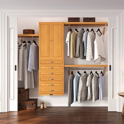 Image showing  Solid Wood Walk-In Closet Organizer with 6-Drawers and Solid Wood Doors