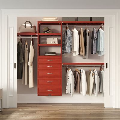 Image showing  Solid Wood Walk-In Closet Organizer with 5-Drawers