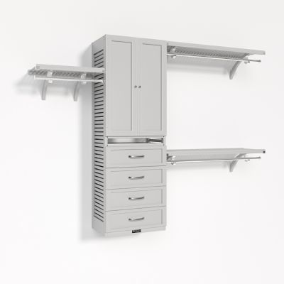 John Louis Home Solid Wood Walk-In Closet Organizer with 4 Shaker Drawers and Solid Wood Doors