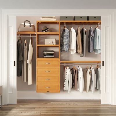Image showing  Solid Wood Walk-In Closet Organizer with 4-Drawers