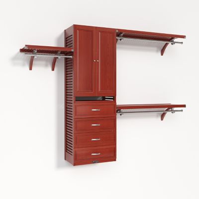 John Louis Home Solid Wood Walk-In Closet Organizer with 4-Drawers and Solid Wood Doors