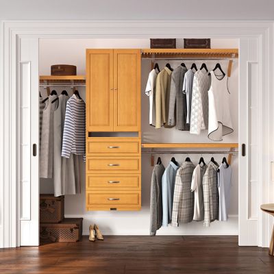 Image showing  Solid Wood Walk-In Closet Organizer with 4-Drawers and Solid Wood Doors