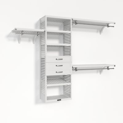 John Louis Home Solid Wood Walk-In Closet Organizer with 3 Shaker Drawers