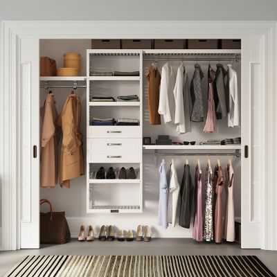 Image showing  Solid Wood Walk-In Closet Organizer with 3 Shaker Drawers