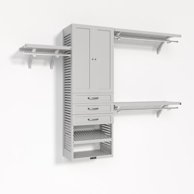 John Louis Home Solid Wood Walk-In Closet Organizer with 3 Shaker Drawers and Solid Wood Doors