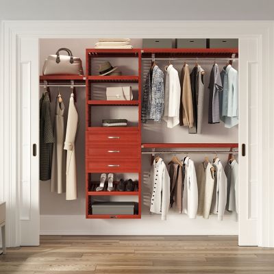 Image showing  Solid Wood Walk-In Closet Organizer with 3-Drawers