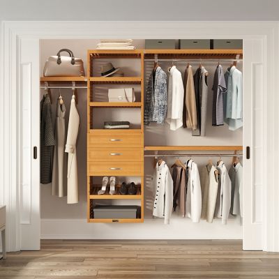 Image showing  Solid Wood Walk-In Closet Organizer with 3-Drawers