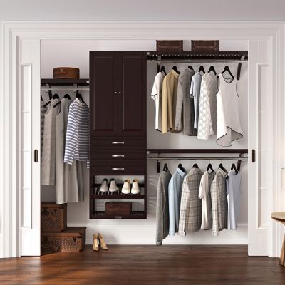 Image showing  Solid Wood Walk-In Closet Organizer with 3-Drawers and Solid Wood Doors