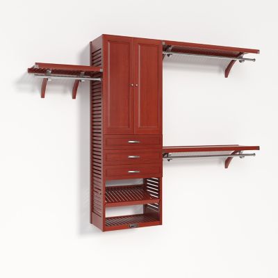 John Louis Home Solid Wood Walk-In Closet Organizer with 3-Drawers and Solid Wood Doors