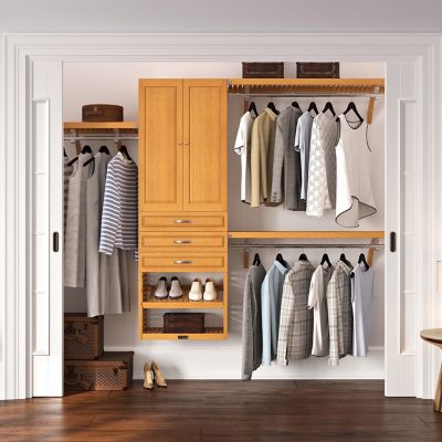 Image showing  Solid Wood Walk-In Closet Organizer with 3-Drawers and Solid Wood Doors