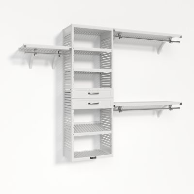 John Louis Home Solid Wood Walk-In Closet Organizer with 2 Shaker Drawers