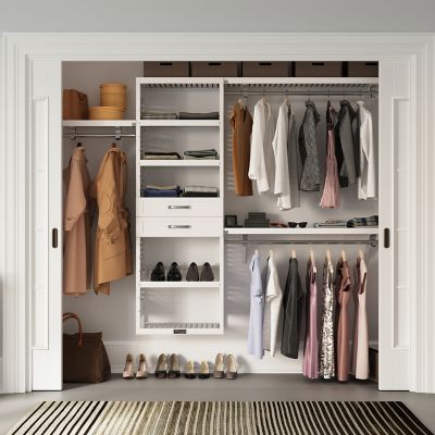 Image showing  Solid Wood Walk-In Closet Organizer with 2 Shaker Drawers