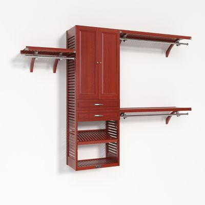 John Louis Home Solid Wood Walk-In Closet Organizer with 2-Drawers and Solid Wood Doors