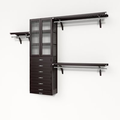 John Louis Home Solid Wood Reach-In Closet Organizer with 6-Drawers and Glass Doors