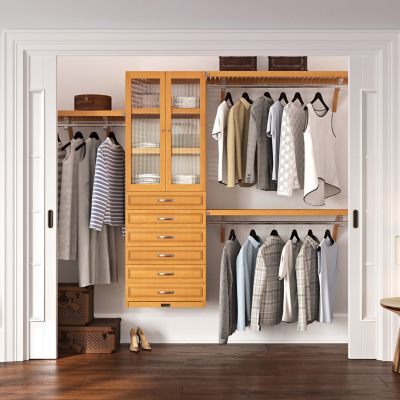 Image showing  Solid Wood Reach-In Closet Organizer with 6-Drawers and Glass Doors