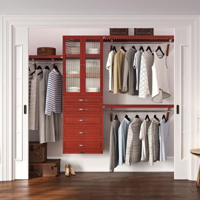 Image showing  Solid Wood Reach-In Closet Organizer with 5-Drawers and Glass Doors