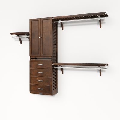 John Louis Home Solid Wood Reach-In Closet Organizer with 4 Shaker Drawers and Solid Wood Doors