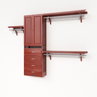 John Louis Home Solid Wood Reach-In Closet Organizer with 4-Drawers and Solid Wood Doors