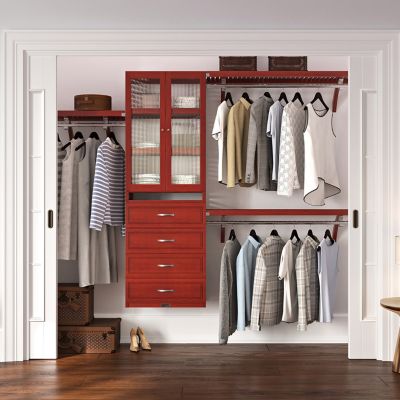 Image showing  Solid Wood Reach-In Closet Organizer with 4-Drawers and Glass Doors