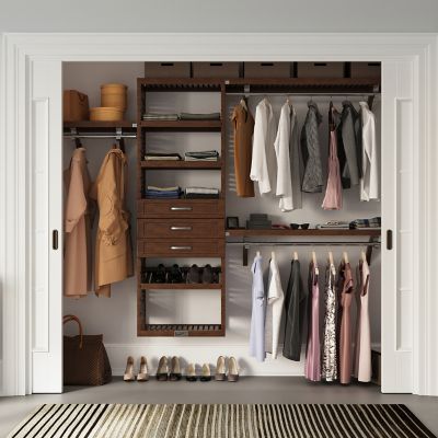 Image showing  Solid Wood Reach-In Closet Organizer with 3 Shaker Drawers