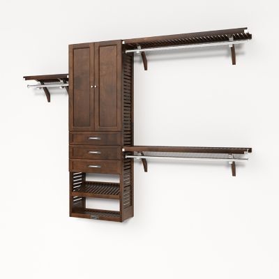 John Louis Home Solid Wood Reach-In Closet Organizer with 3 Shaker Drawers and Solid Wood Doors