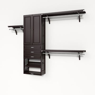 John Louis Home Solid Wood Reach-In Closet Organizer with 3-Drawers and Solid Wood Doors
