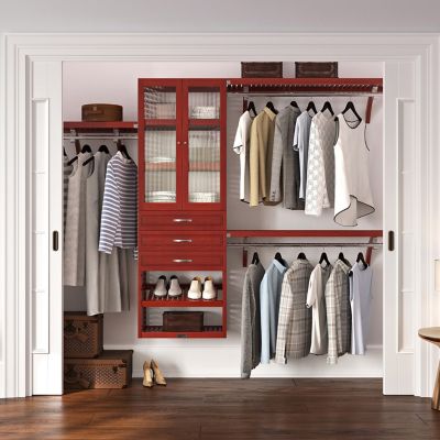 Image showing  Solid Wood Reach-In Closet Organizer with 3-Drawers and Glass Doors
