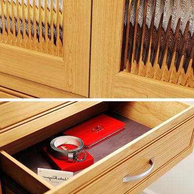 Image showing 6 th John Louis Home Solid Wood Reach-In Closet Organizer with 3-Drawers and Glass Doors