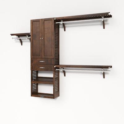 John Louis Home Solid Wood Reach-In Closet Organizer with 2 Shaker Drawers and Solid Wood Doors