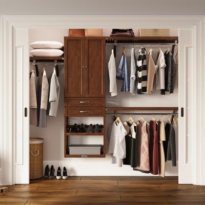 Image showing  Solid Wood Reach-In Closet Organizer with 2 Shaker Drawers and Solid Wood Doors