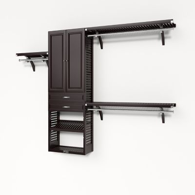John Louis Home Solid Wood Reach-In Closet Organizer with 2-Drawers and Solid Wood Doors