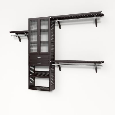 John Louis Home Solid Wood Reach-In Closet Organizer with 2-Drawers and Glass Doors