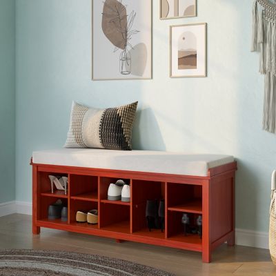 Image showing  Solid Wood Entryway 10-Pair Shoe Storage Bench