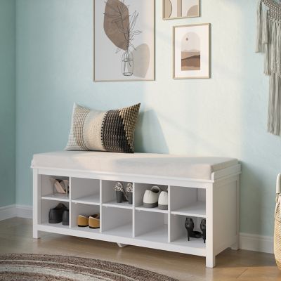 Image showing  Solid Wood Entryway 10-Pair Shoe Storage Bench