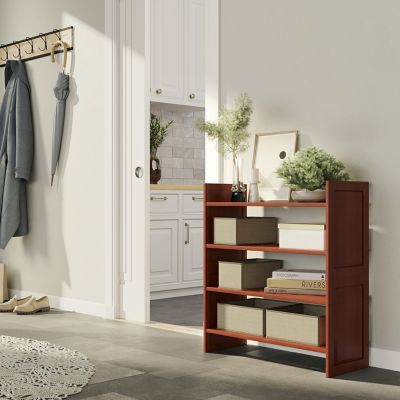 Image showing  Solid Wood 2-Tier Storage Shelf Rack