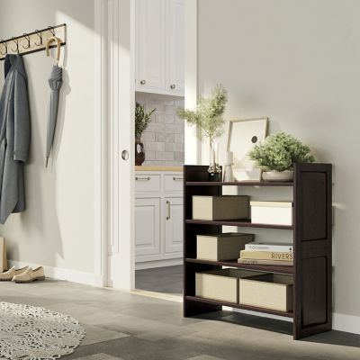 Image showing  Solid Wood 2-Tier Storage Shelf Rack