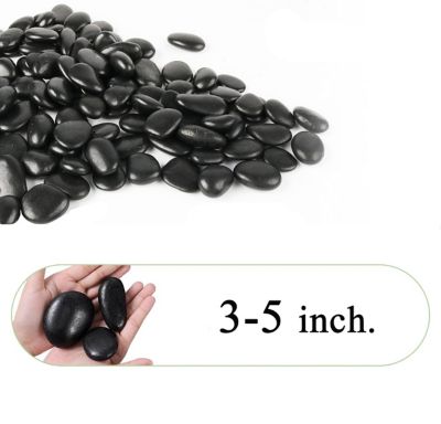 Image showing 5 th Ashman Online 2-3 in. Large Black Pebbles Solar 30 lb. Pack for Garden, Pathway Decor, Aquarium and Water fountains