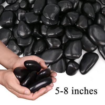 Image showing  2-3 in. Large Black Pebbles Solar 10 lb. Pack for Garden, Pathway Decor, Aquarium and Water Fountains