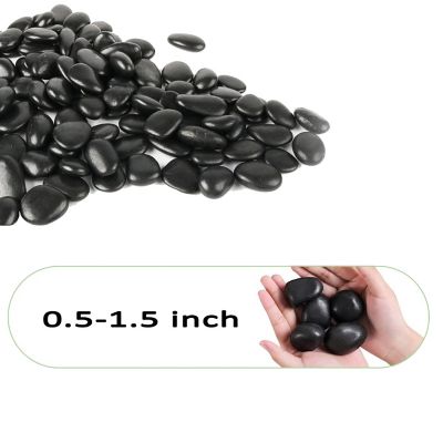 Image showing 5 th Ashman Online 0.5-1.5 in. Small Black Pebbles Solar 20 lb. Pack for Garden, Pathway Decor, Aquarium and Water fountains