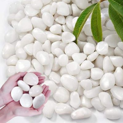 Image showing  Stones 3-5 in. White Beach Stones Solar 30 lb. Pack for Garden, Pathway Decor, Aquarium and Water Fountains