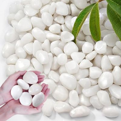 Image showing  Stones 1-3 in. White Beach Stones Solar 30 lb. Pack for Garden, Pathway Decor, Aquarium and Water Fountains.