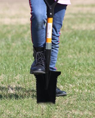 Image showing  27 in. Fiberglass Handle Short Handle Drain Shape Teeth Shovel, D-Grip with Heavy-Duty Metal Blade Shovel (6-Pack)