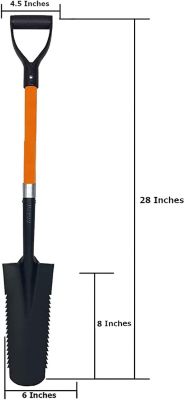 Image showing  27 in. L Fiberglass Handle Short Handle Drain Shape Teeth Shovel, D-Grip with Heavy-Duty Metal Blade Shovel 2 pk.