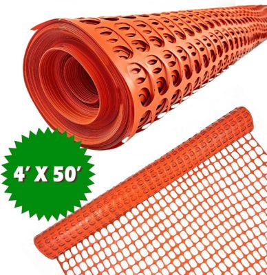 Image showing  4 ft. x 50 ft. Outdoor Weatherproof Fence, Orange Plastic Safety Mesh